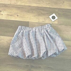 Bubble Hem Plaid Blue and White  Skirt - ADORABLE! Size Small NWT